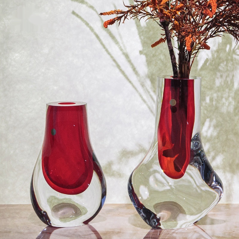Colored Glass Vase Ornament Dining Table Flower Arrangement Decoration