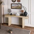 66' Extra Wide Real Wood Veneered Console Table, Minimalist Sofa Table Behind Couch for Entryway, Hallway, Living Room, Home Office, Distressed Oak