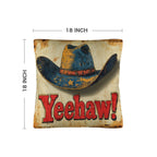 Vintage Western Yeehaw Throw Pillow Case 18 x 18 Made in America Baha Ranch Western Wear