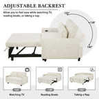 Modern Convertible Pull-out Sofa Bed with USB Ports and Pillows, Beige Corduroy, 57.48 inches