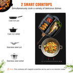 Electric Cooktop, 2 Burners, 12'' Induction Stove Top, Built-in Magnetic Cooktop 3000W, 9 Heating Level Multifunctional Burner, LED Touch Screen w/ Child Lock & Over-Temperature Protection