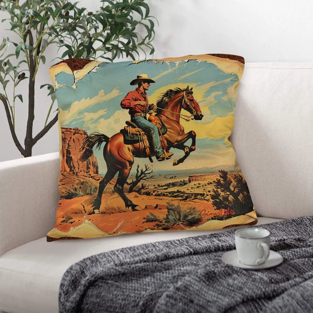 Vintage Cowboy Pillow Case Made in America Baha Ranch Western Wear