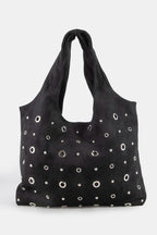 Fame Large Grommeted Suede Shoulder Bag