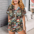 Baha Ranch Colores De Mexico Destination Mexico Collage Satin Pajamas Baha Ranch Western Wear