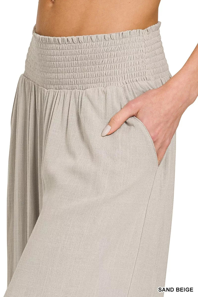 Zenana Smocked Waistband Wide Leg Lounge Pants