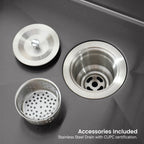 Stainless Steel Kitchen Sink, 23″x19″ Single Bowl, Undermount Handmade Sink in Black, with US Standard Drain and Hook, LS-SSBL02