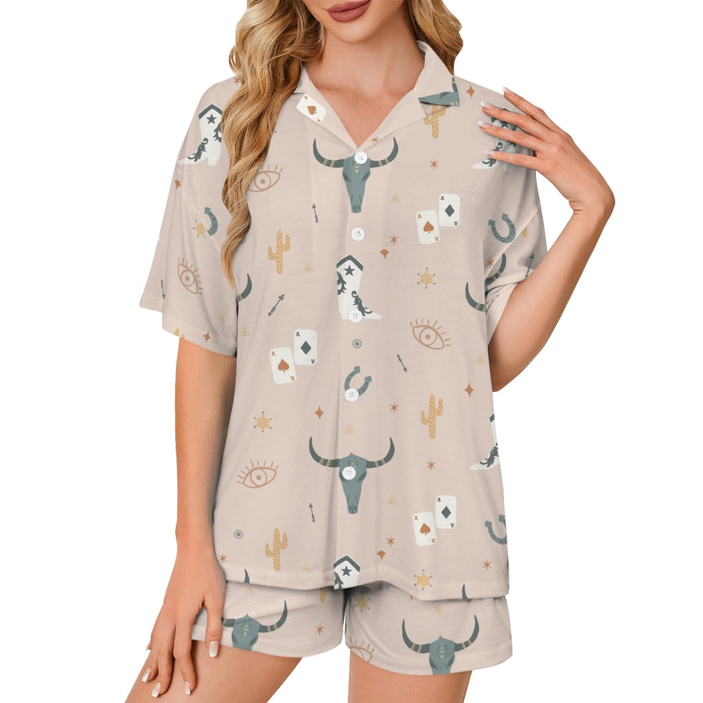 Baha Ranch Bulls & Boots Women's Pajama Set Made in America Baha Ranch Western Wear