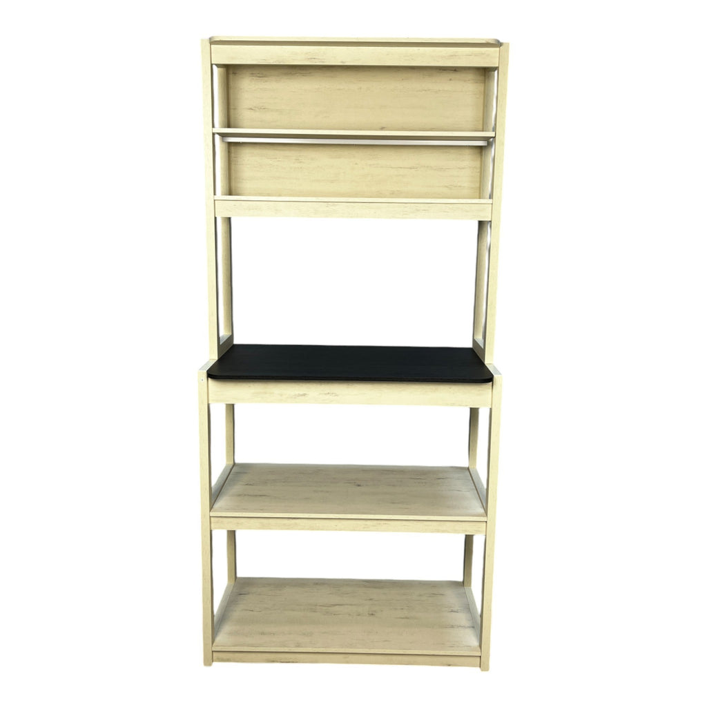 31.5' White and Black color 5-Tier Bakers Rack for Kitchen with Storage, Coffee Bar, Kitchen Shelves, Microwave Stand