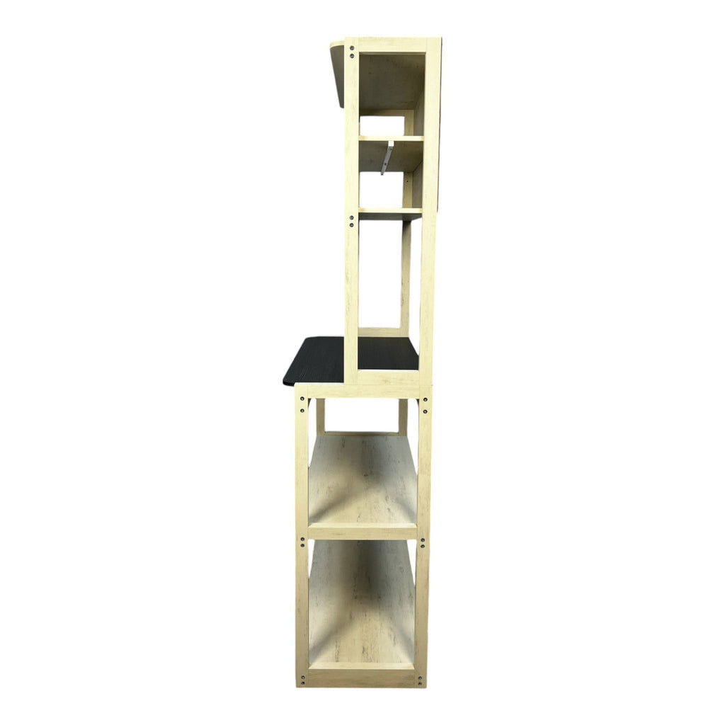 31.5' White and Black color 5-Tier Bakers Rack for Kitchen with Storage, Coffee Bar, Kitchen Shelves, Microwave Stand