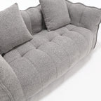 Cozy Beanbag Chair with High Resilience Foam Core for Two - Grey Chenille, 66x35x25 inches