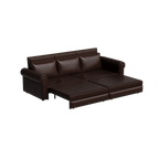 93.7 ' Pull Out Sofa Bed, 3-in-1 Faux Leather Convertible Sleeper Sofa with Nailhead Trim & Rolled Arm,Multi-Functional Sofa Bed for Living Room,Bedroom,Apartment,Office