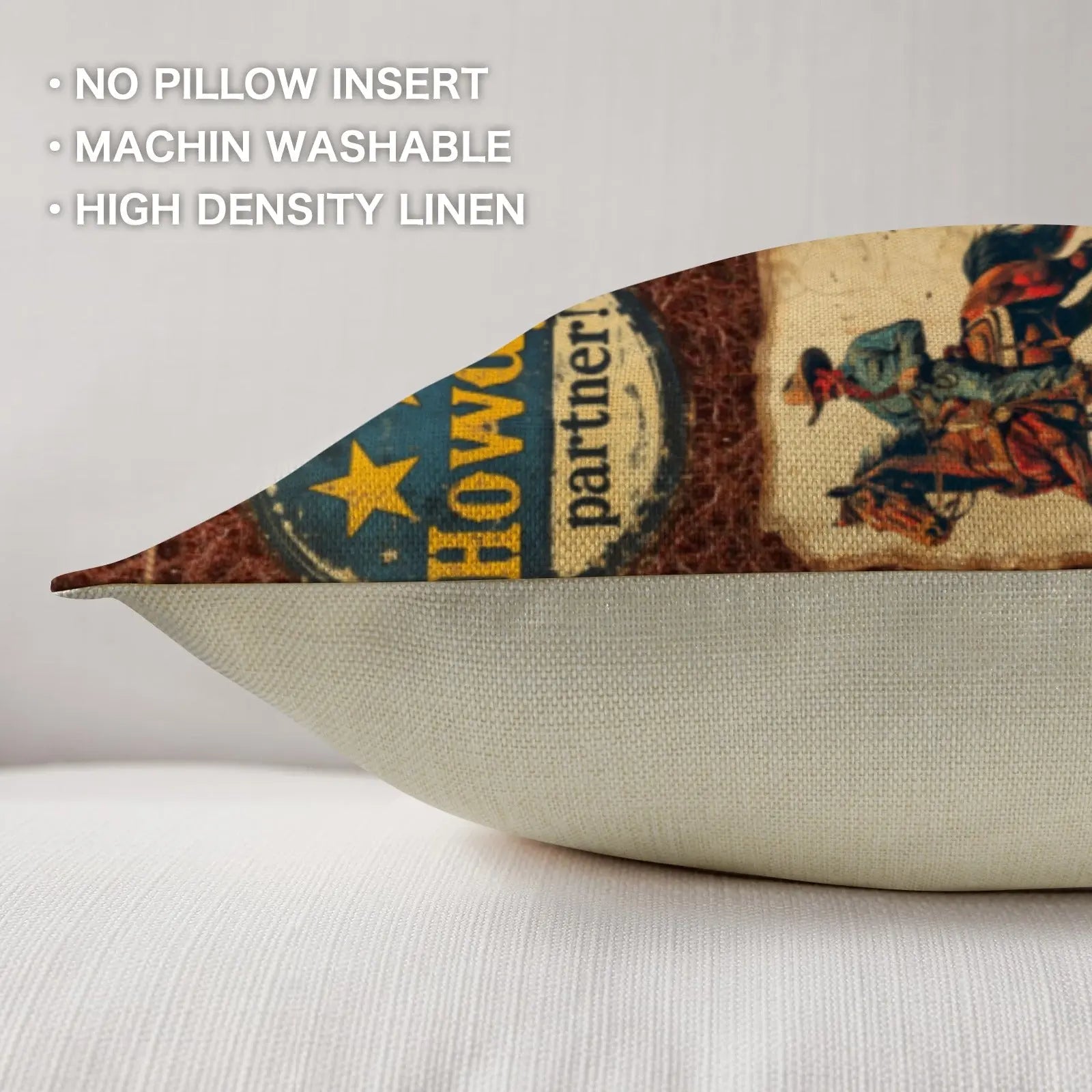 Vintage Cowboy Collage Western Throw Pillow Case Made in America Baha Ranch Western Wear