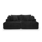Two-seater lazy sofa lounge chair,Compressed sofa no assembly required, made of velvet fabric, fluffy modern lounge chair, used for indoor living rooms and bedrooms-Black