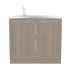 Utility Sink Cabinet 36' H, 2 Doors, 2 Shelves, White Oak - Kitchen
