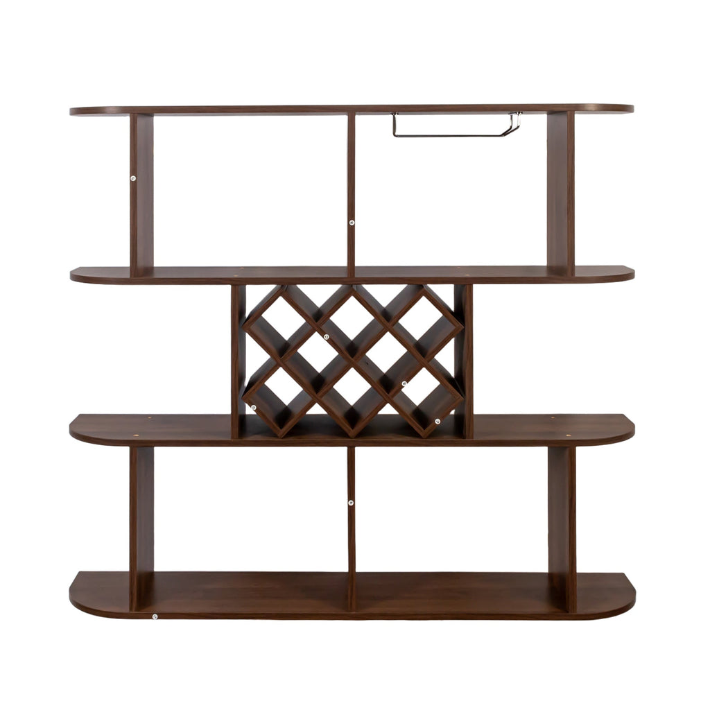 Large Wall Mounted 3 Tier Rustic Bottle Wine Rack,Multifunctional Wooden Wall Mounted Wine Rack,Storage Rack with Wine Glass Holder,mounted wall Storage winerack Rack for Home Bar Dining Room Decor