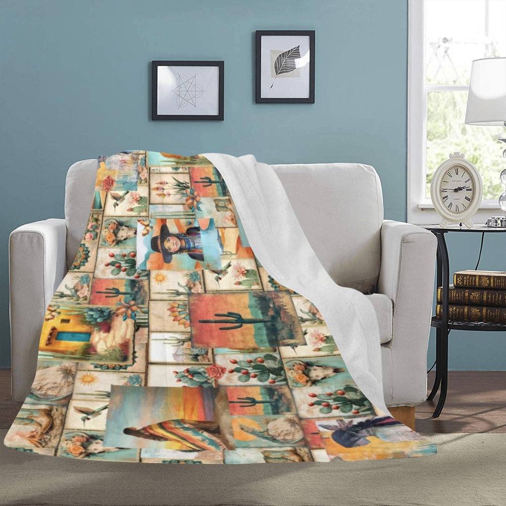 Baha Ranch Colores De Mexico Pictures of the Southwest 60" x 80" Throw Blanket Made In America Baha Ranch Western Wear