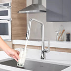 Professional Chrome Kitchen Faucet - 3 Function 360 Sprayer with One Touch Switching, Metal Construction