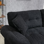 84' Chenille Sofa Small Sofa Loveseat Deep Seat Sofa Couch with 2 Throw Pillows & Memory Foam for Living Room Apartment Office Lounge-Black