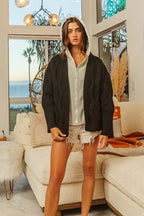 BiBi Knit Hoodie Rhombus Sweater Jacket
