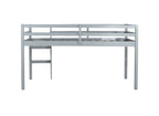 Solid Wooden, Rubber Wooden Twin Loft Bed with Ladder, Bed Platform of Strengthened Slats , Grey