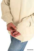 Zenana Pigment Dye Exposed-seam Fleece Sweatshirt