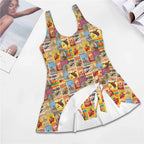 Baha Ranch Vintage Rodeo Poster Skirted Swimsuit Baha Ranch Western Wear
