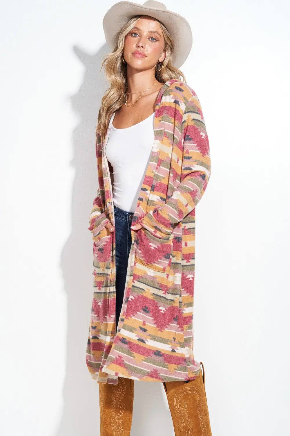 Aztec Hooded Cardigan Made in America Baha Ranch Western Wear
