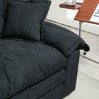 84' Chenille Sofa Small Sofa Loveseat Deep Seat Sofa Couch with 2 Throw Pillows & Memory Foam for Living Room Apartment Office Lounge-Black