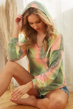 BiBi Tie Dye Terry Hoodie With Twill Tape Drawstring
