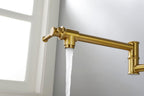 Wall mounted Pot Filler Faucet, Modern Brass Pot Filler Two-Attachment Wall Mount Folding Kitchen Pot Filler Swing Arm