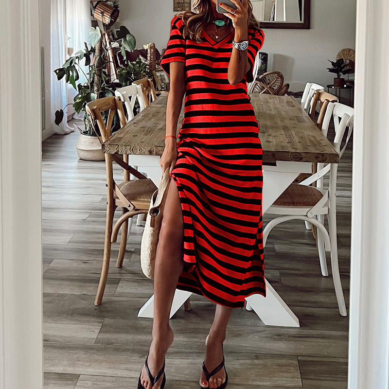 Women's Plus Size Printed Slit Loose Hem Dress