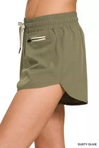 Zenana Soft Woven Lined Shorts With Zip Coin Pocket