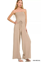 Zenana Tube Top Jumpsuit with Drawstring Waist