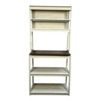 31.50' White and Rustic Brown color 5-Tier Bakers Rack for Kitchen with Storage, Coffee Bar, Kitchen Shelves,  Microwave Stand