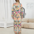 Baha Ranch Pop Western Collage Cowgirl Satin Pajamas Baha Ranch Western Wear