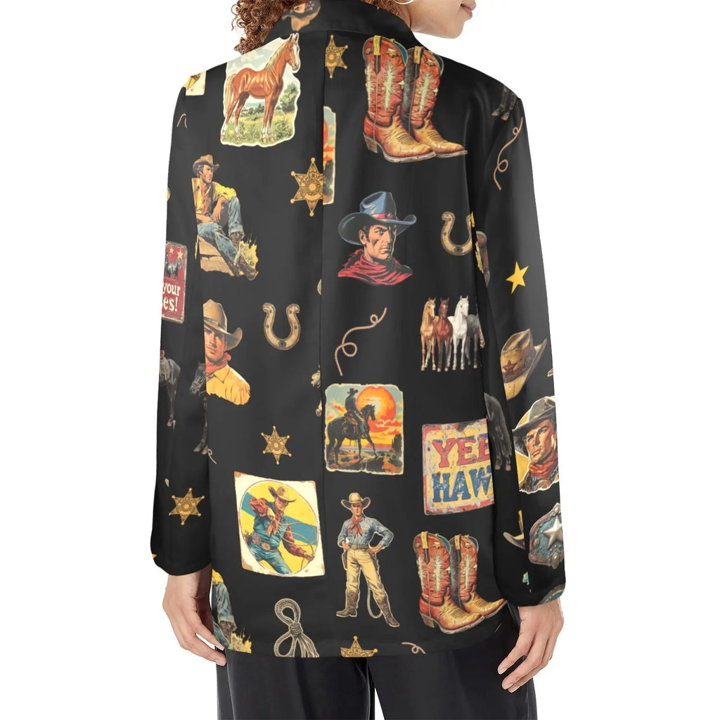 Baha Ranch Vintage Cowboy Collage Western Women's Blazer Baha Ranch Western Wear