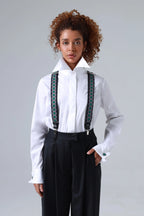 Sicily Meadow Green Floral Patterned Silk Suspenders ETNA