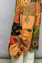 POL Printed Patchwork Wide Leg Pants with Adjustable Side Drawstring