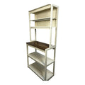 31.50' White and Rustic Brown color 5-Tier Bakers Rack for Kitchen with Storage, Coffee Bar, Kitchen Shelves, Microwave Stand