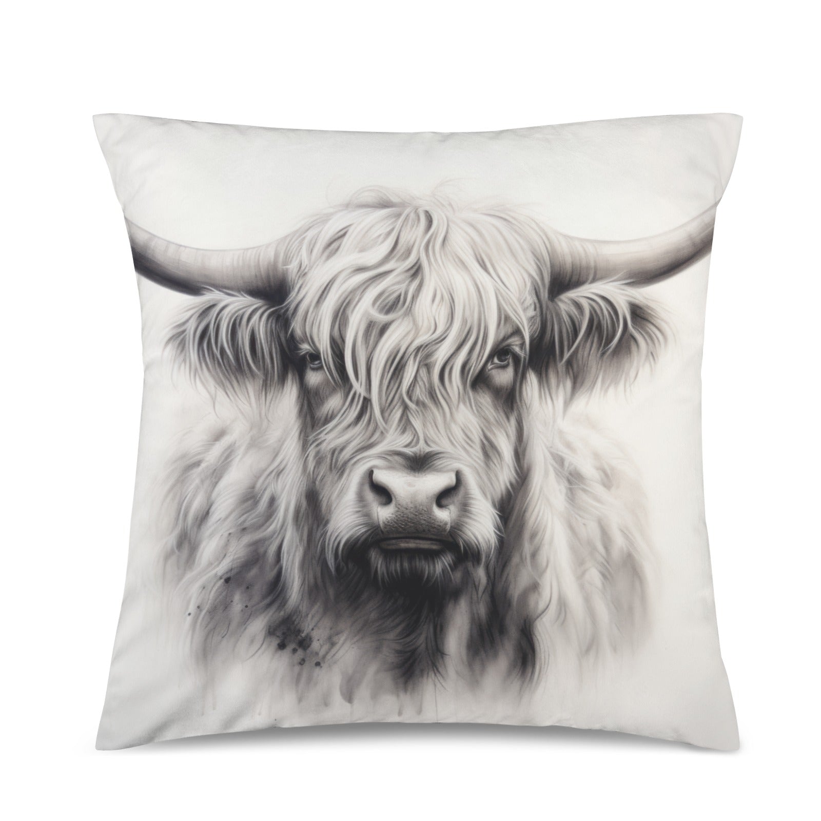 Baha Ranch Black White Highland Velvety Soft Pillow Cover Made in America Baha Ranch Western Wear
