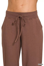 Zenana Drawstring Cotton Joggers with Pockets