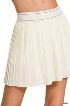 Zenana Woven High Waist Knife-Pleat Mini Skirt Lined Inner Pants