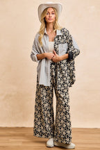 BiBi Stripes Jacquard Floral Mix And Match Shirt Top