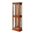 Lighted Curio Cabinet with Adjustable Shelves, Mirrored Back, and Tempered Glass Doors, 6-Tier Walnut Finish