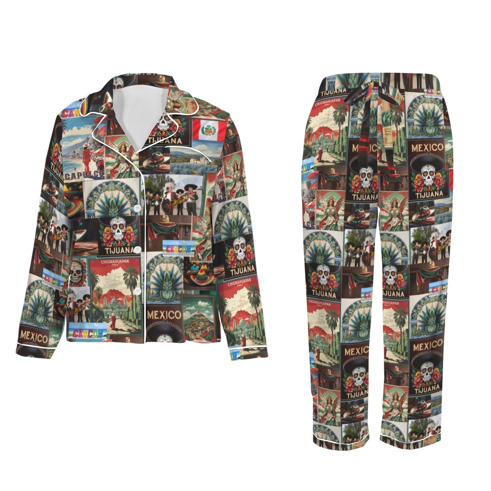 Baha Ranch Colores De Mexico Destination Mexico Satin Pajamas Baha Ranch Western Wear