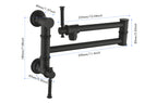 Wall mounted Pot Filler Faucet, Modern Brass Pot Filler Two-Attachment Wall Mount Folding Kitchen Pot Filler Swing Arm