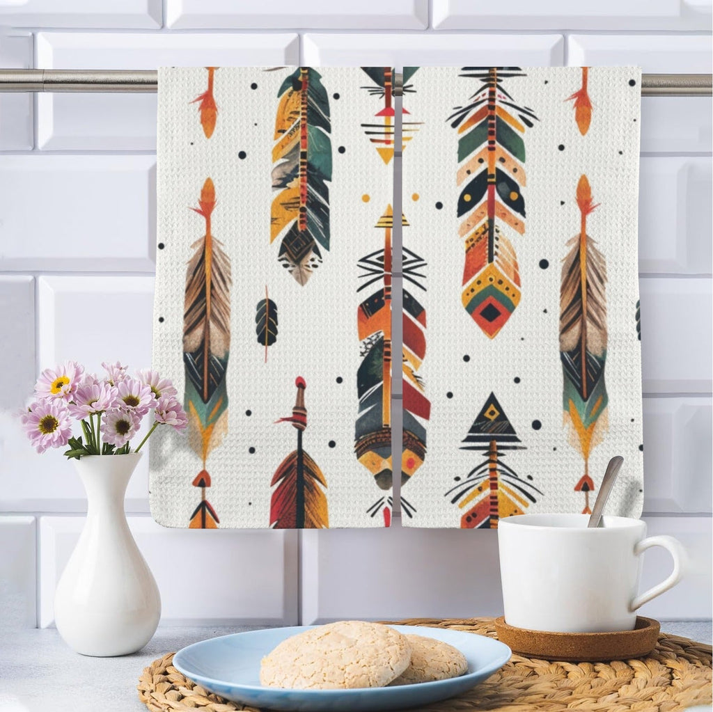 Southwestern Feathers Set of 2 Dish Towels Made in America Baha Ranch Western Wear