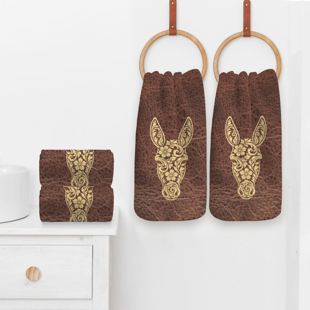 Baha Ranch Tooled Donkey Set of 4 Kitchen Dish Towels Made in America Baha Ranch Western Wear