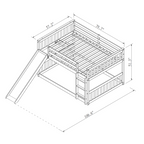 Masonstine Full over Full Bunk Bed with Slide and Ladder, Grey