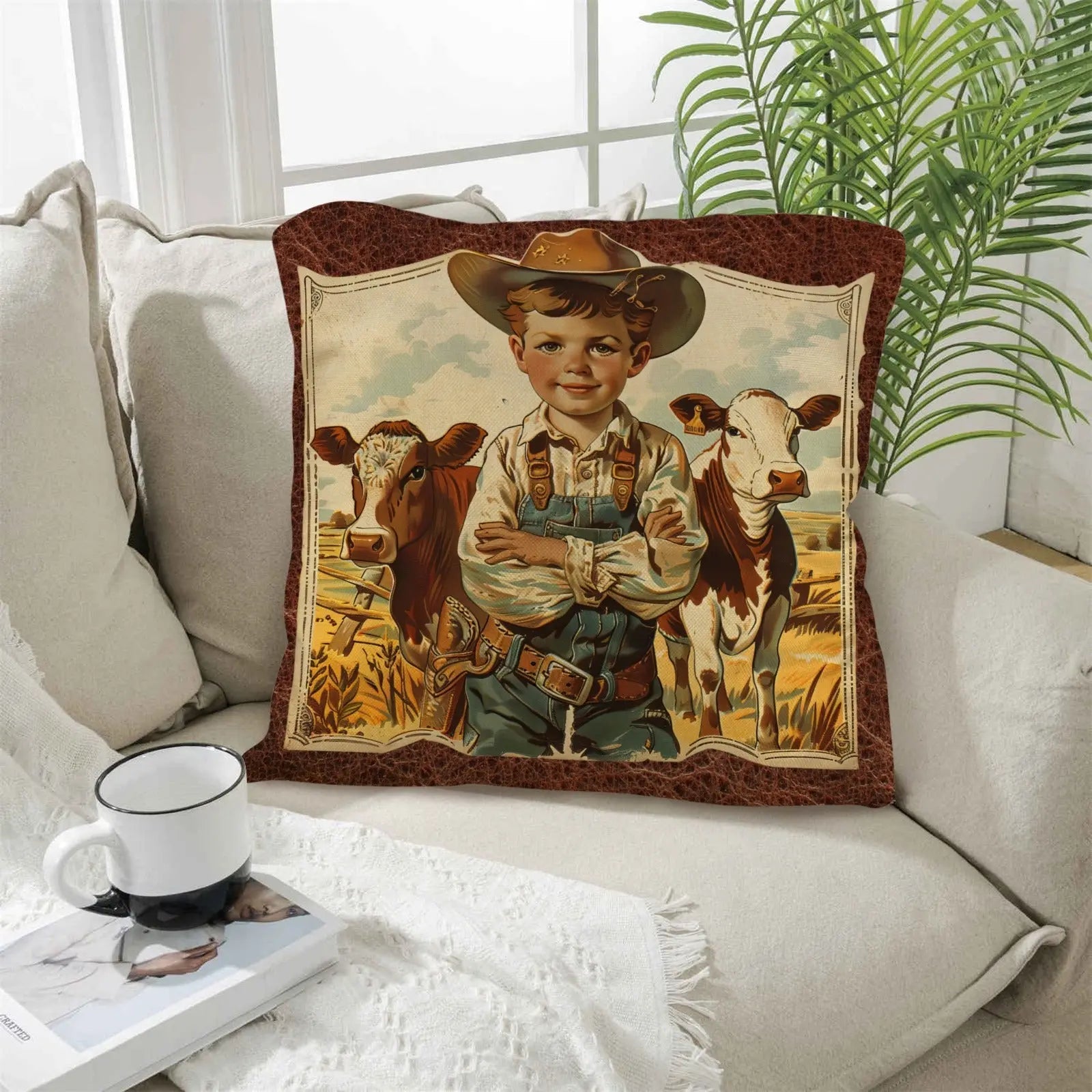 Vintage Cowboy Pillow Case Made in America Baha Ranch Western Wear